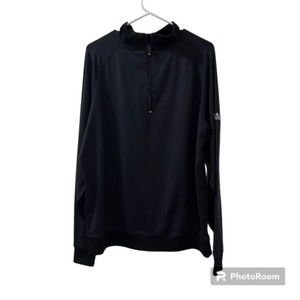 Footjoy Mens Black Mockneck 1/4 Zip Nylon Blend Long Sleeve Golf Sweater Sz LG